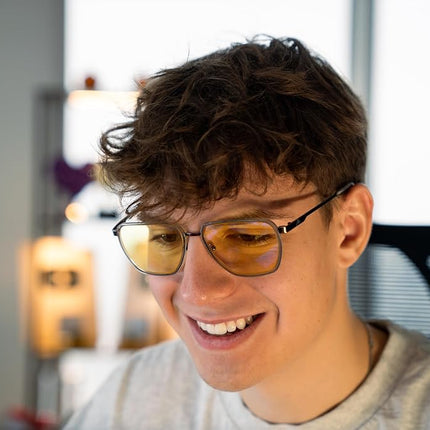 PC Accessory: GUNNAR x Clix Computer and gaming glasses, Clix Gaming Goggles Gunmetal Stone Amber for PC