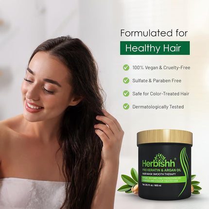 Herbishh Moroccan Argan Keratin Hair Mask for Dry Damaged Hair 800 ml