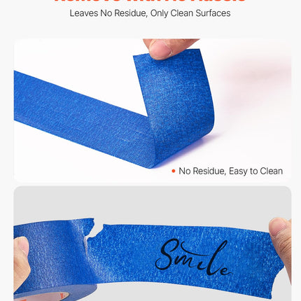 VEVOR Cinta de pintor, 2 pulgadas de ancho (1.88 pulg. x 60 yds), 3 rollos, cinta de pintor azul para pintura, bordes, molduras, techos, cinta de enmascarar que protege las superficies y se quita fácilmente, arte de manualidades, decoración de etiquetado