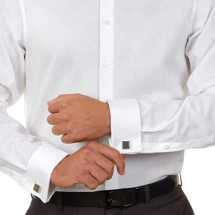 Calvin Klein Men's Dress Shirt Slim Fit Non Iron Herringbone, White, XL