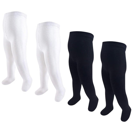 Hudson Baby baby-girls Cotton Rich Tights, Black White, 9-18 Months