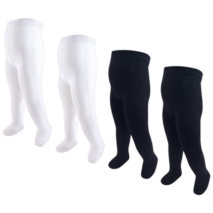 Hudson Baby Baby Girl Cotton Rich Tights, Black Wh