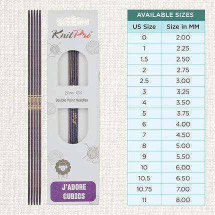 KnitPro J’Adore Cubics Double Pointed Needles 6" (15cm) | 2.00mm