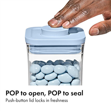 OXO Good Grips 3-Piece POP Container Set with Mini Scoops — Sky Blue, 1.1 Qt/1 L Capacity, Airtight Pop-Up Container with Push-Button Seal, Kitchen Storage Canisters for Cereal and Snacks