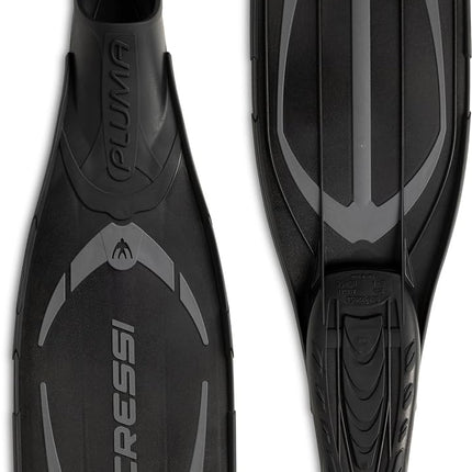 Cressi Adult Pluma Fins - Fluid Flutter Swimming Fins - Polypropylene Flippers - Snorkelling & Freediving Use - Dark - 7/8