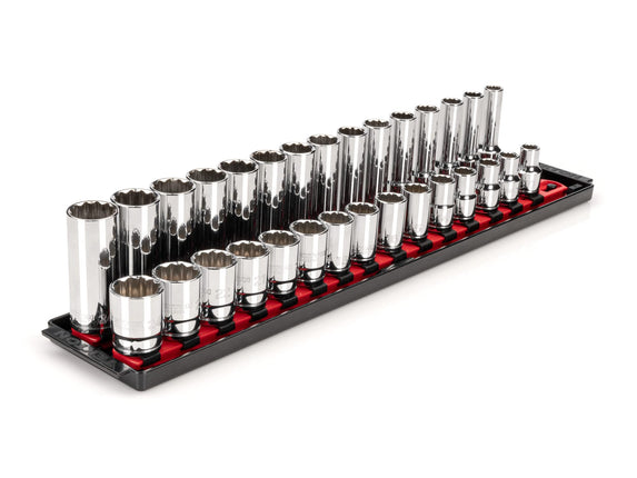 TEKTON 1/2 Inch Drive 12-Point Socket Set with Rai