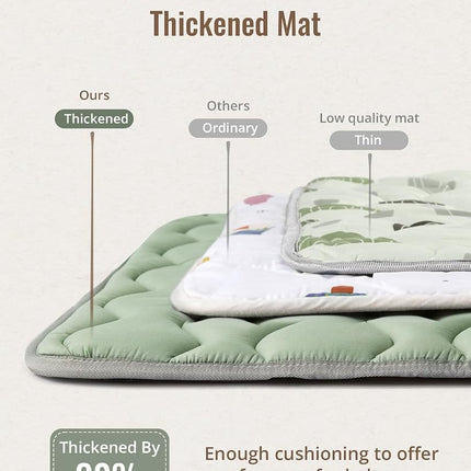 Blissful Diary Baby Play Mats for Floor, 127×127cm Crawling Mat, Thicken Soft Padding Foam Playmats for Babies and Toddlers Infants, Foldable and Machine Washable, Sage Green