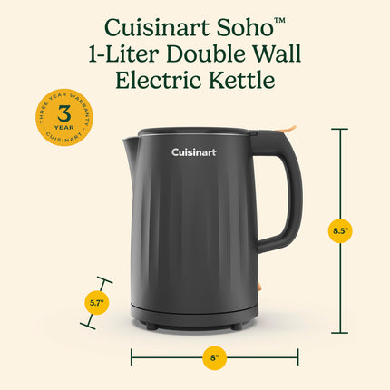 Bouilloire électrique Cuisinart Soho 1 litre à double paroi, noire