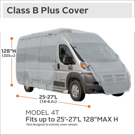 Funda para autocaravana Over Drive PermaPRO Tall Class B de Classic Accessories, se adapta a autocaravanas de 7.6 a 8.2 metros, funda para cámper, ajuste personalizable, resistente al agua, protección para todas las estaciones para autocaravanas, gris