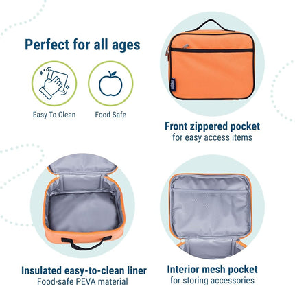 Wildkin Kids Insulated Lunch Box – Durable and Reusable for School & Travel - Bengal Orange