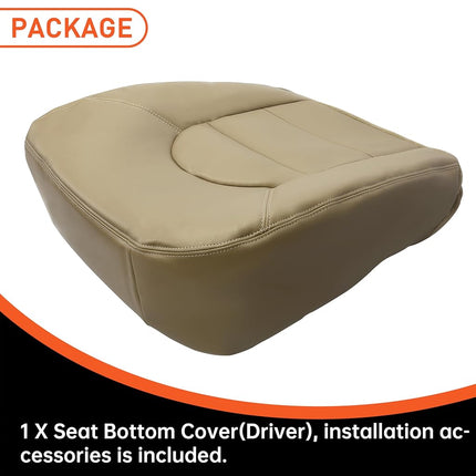 Housse de siège inférieure ECOTRIC compatible avec Ford F250 F350 F450 Lariat 1999 2000 - Côté conducteur, cuir artificiel, couleur : beige, avant gauche
