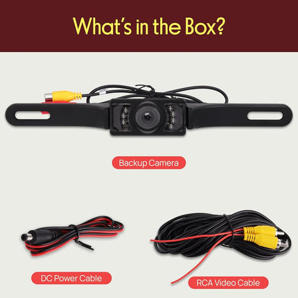 Pyle PLCM10 Rear View Backup Parking Reverse Camera, License Plate Mount, Weatherproof, Night Vision, Distance Scale Lines, Swivel Angle Adjustable Cam