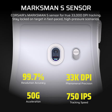 Corsair Sabre v2 PRO Ultralight Wireless FPS Gaming Mouse - 33,000 DPI, Weight 36 g, Hyper-Polling 8000 Hz, Mechanical Switches, Wireless Battery Life Up To 70 Hours