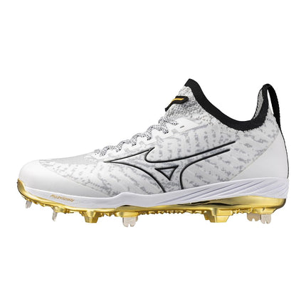 Mizuno Calzado de béisbol Dominant Knit 2 Low para hombre, Blanco/Oro, 10.5