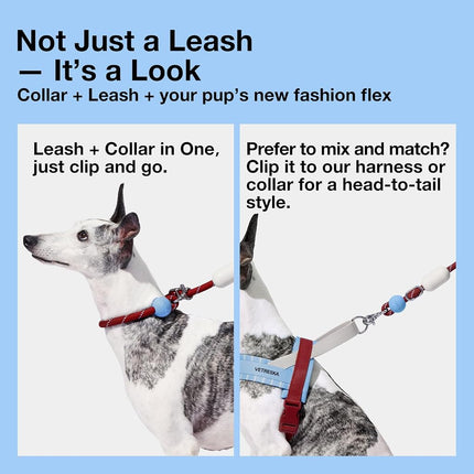 VETRESKA Hands-Free Dog Lead, 8FT Adjustable Rope Lead with Bag Dispenser
