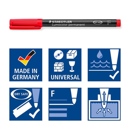 STAEDTLER 318 WP6 Lumocolor Universal Permanent Fine Pens - Assorted Colours