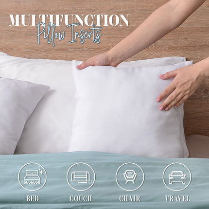 Elegant Comfort Rellenos de cojines de 26 x 26 – Paquete de 2 – Exterior de polialgodón con relleno de fibra siliconada – Decorativos cuadrados para sofá, cama, fabricados en EE. UU., 26 x 26 pulgadas