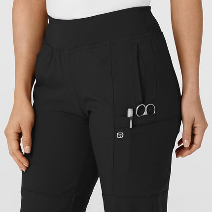 WonderWink 5555ABLACLG W123 Women's Comfort Waist Cargo Jogger Pant, Black, Standard-L Size