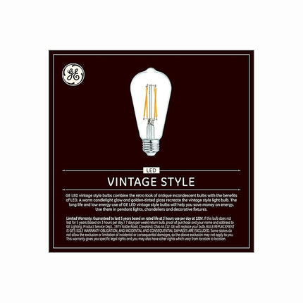 GE Lighting 36566 Clear Finish Light Bulb Dimmable LED Vintage Style ST19 6 (60-Watt Replacement), 560-Lumen Medium Base, 2-Pack, Warm Candle