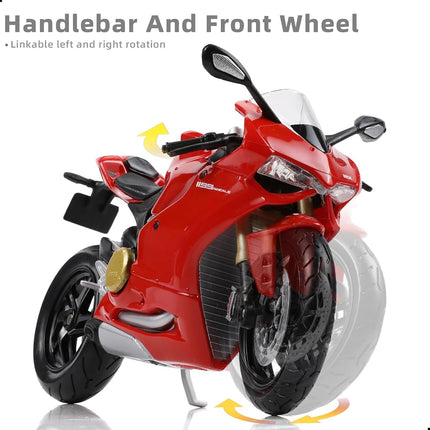 Risopen 1:12 Motorcycle Model Compatible for Ducati 1199 Panigale Alloy Diecast Motorcycle Model Toy Mini Moto Collection(red)