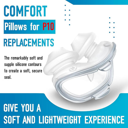 Replacement Cushions for AirFit P10 Nasal Pillow, 2-Pack, Ultra-Soft Silicone, Secure Fit, Leak-Free, Latex-Free (Large)