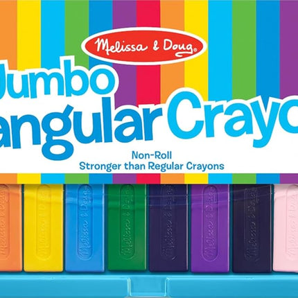 Melissa & Doug Jumbo Triangular Crayons - 10-Pack, Non-Roll, Flip-Top Case