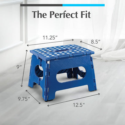 Handy Laundry Folding Lightweight Step Stool is Sturdy Enough to Support Adults and Safe Enough for Kids. Opens Easy with One Flip. Great for Kitchen, Bathroom or Bedroom. (Blue)