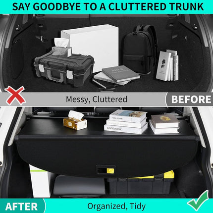 Cargo Cover for Rogue Xtrail Accessories 2024 2023 2022 2021, Anti-Peeping Retractable Car Trunk Cover Security Shade Privacy Screen with Carbon Fiber Texture for Rogue X-Trail 2021-2024