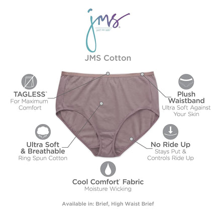 JUST MY SIZE Women's JMS Cool Comfort Cotton Brief 6-Pack, White, 4X-Large