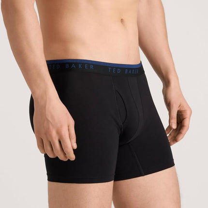 Ted Baker Men's Standard 4 Pack Cotton Stretch Boxer Briefs, Black Beauty