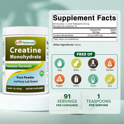 Best Naturals Creatine Monohydrate 1 Lb Powder