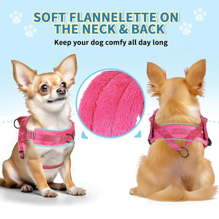 Lukovee Dog Leashes for Small Dogs, Lightweight Soft Small Dog Harness Neck & Chest Adjustable, Reflective Harness Anti-Twis Puppy Harness Vest Harness (Meduim, Pink)