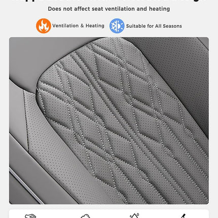 Huidasource Leather Seat Covers Full Set, Waterproof Truck Seat Cover for Sedan SUV Pickup Truck, Universal Fit for BMW for Buick for Subaru for Lexus for Volvo(Full Set/Gray)