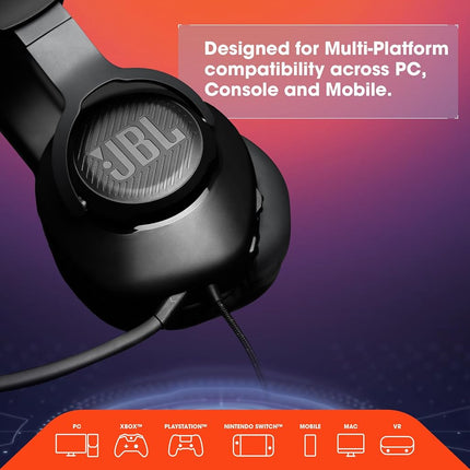 JBL Quantum 100 Wired Over-ear Gaming Headphones- Black