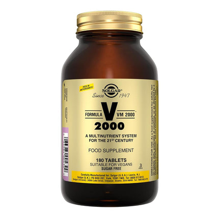 Solgar Formula VM-2000 Tablets - 180 tablets - Multivitamin and Mineral Formula for Daily Vitality - With Vitamins A, C & E - Fights Stress and Fatigue - Vegan