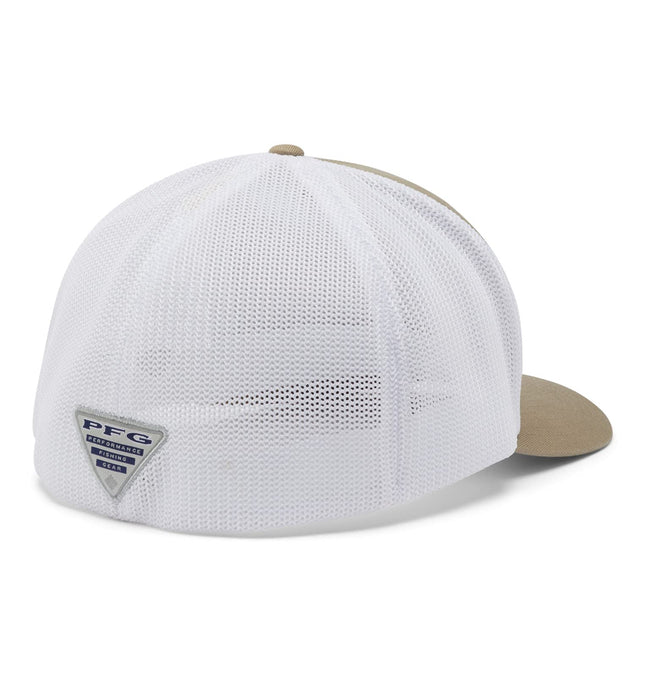 Columbia Men's PFG Mesh Ball Cap XXL, Tusk/White/Fish Flag, One Size