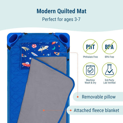 Tapis de sieste moderne tout-en-un Wildkin avec oreiller pour les tout-petits garçons et filles, taille parfaite pour la crèche et la maternelle, conçu avec des sangles élastiques aux coins pour s'adapter à un lit de camp standard