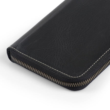 Londo Genuine Leather Padfolio with Pencil Holder Notepad and Zipper Closure - Black
