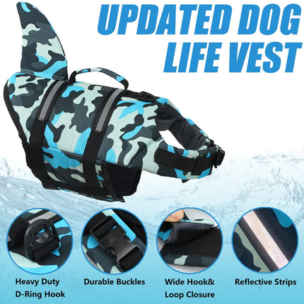 EMUST Dog Life Jacket, Dog Life Jackets for Swimming, Small / Medium / Large Dog Life Jacket with Rescue Handle, Adjustable Dog Flotation Vest for Water, in the Pool, the Beach, XL, Pool Blue