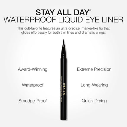 Stila All Day Waterproof Liquid Eye Liner, Easy To Use Eyeliner Pen, Smudge and Transfer Proof, Liner Stays On All Day and Night, Goes On Smoothly Without Skipping, Smudging or Pulling