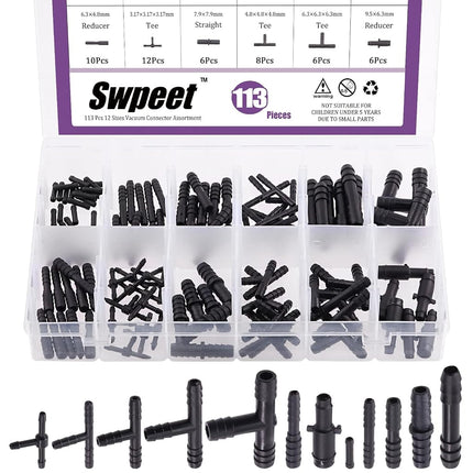 Swpeet 113Pcs Barbed Vacuum Connector Kit, Includi