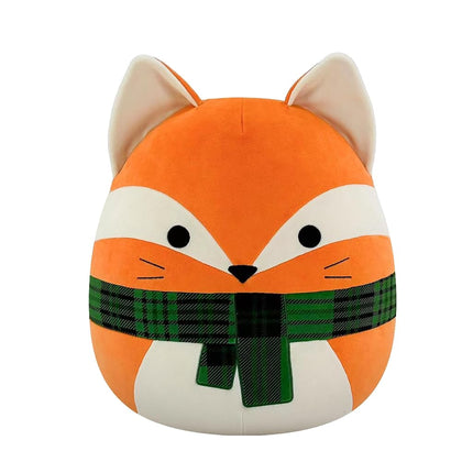 Squishmallows Amazon Exclusive Holiday Fox 14'' Plush - Orange Fox with Plaid Scarf | Collectable Cute Plush Toy, Cuddly Toys for Children, Soft Toys, Christmas Teddies Suitable for Girls and Boys