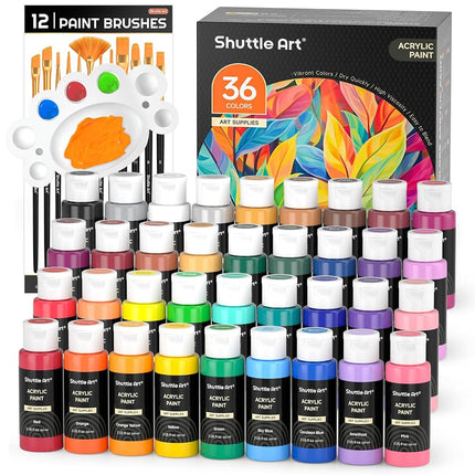 Shuttle Art 36 Colours Acrylic Paints, 2oz/60ml Bo