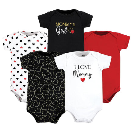 Lot de 5 bodys en coton unisexe Hudson Baby, motifs « Girl Mommy » rouges et noirs, 9-12 mois