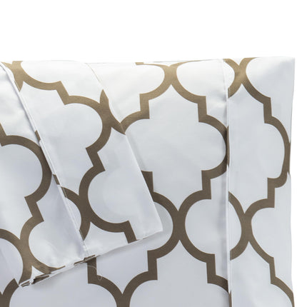 Juego de dos fundas de almohada ultrasuaves de lujo Elegant Comfort - Microfibra de calidad hotelera premium de 1500, doble cepillado - Resistente a las arrugas, estándar/queen, patrón de trébol, blanco
