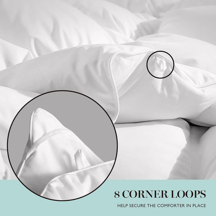 Couette en coton de plumes d'oie Martha Stewart, taille Queen, insert de couette en plumes Queen, couette hypoallergénique collection hôtel 50 oz chaleur légère 90 x 90 pouces blanc