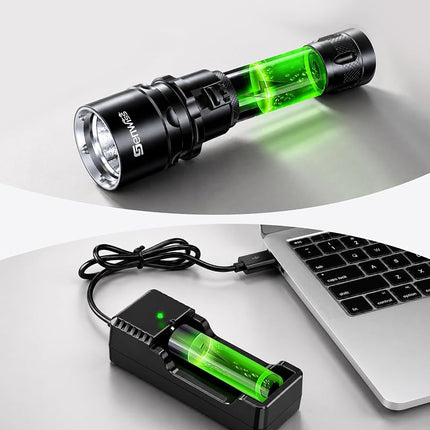 Genwiss Diving Torch, 2000 lm Lockable Switch Rechargeable LED Dive Torch