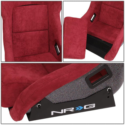 NRG Innovations NRG-FRP-302MAR-PRISMA Universal Fixed Back Bucket Racing Seat for 6-Point Harnesses, Size L, Maroon Seat Cover