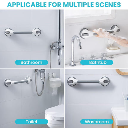 TAILI 2 Shower Grab Bar, Suction Cup Grab Bars for Tubs and Showers, Removable Shower Handle, Shower Grab Bars for Seniors and Elderly, No Drilling, Grey