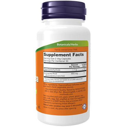 NOW Echinacea 400mg, 100 Veg Capsules (Pack of 3)